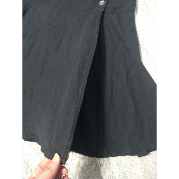 Free People Linen Ruffled Button Up Midi Skirt Black 6 Boho Beachy Cotragecore - Picture 6 of 10